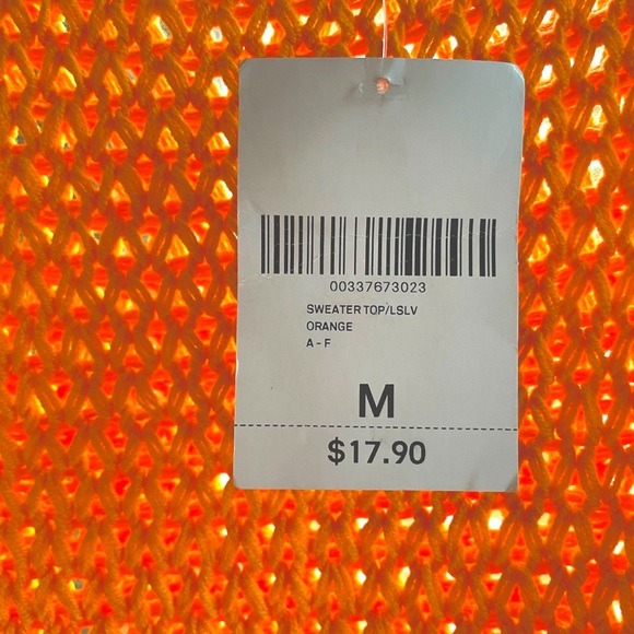 NWT Forever 21 Net Knit Vibrant Orange Sweater - Picture 5 of 5